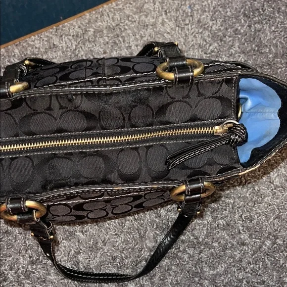 COACH Black Signature Monogram Career Shoulder Bag - Picture 6 of 13